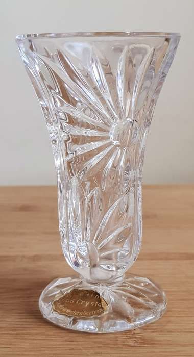 Vintage West German Lead Crystal Triangular Vase - Marked