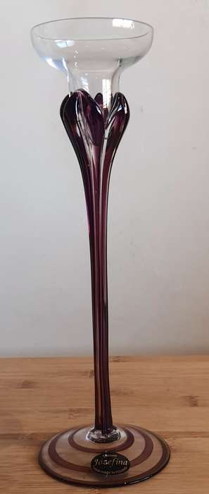 Exquisite Hand Blown Polish Jozefina Sculpture/Artwork - Amethyst and Clear - Marked