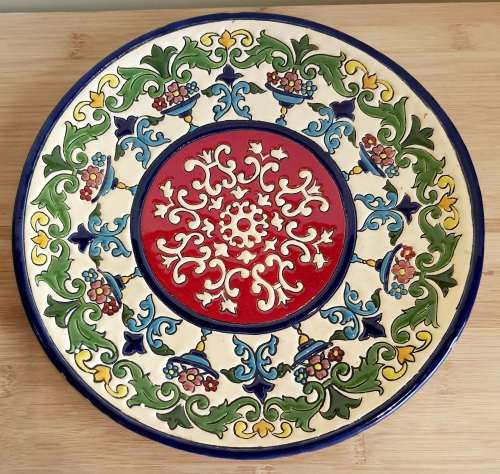 Highly Decorative Enamel Plate in the Style of Iznik from Istanbul