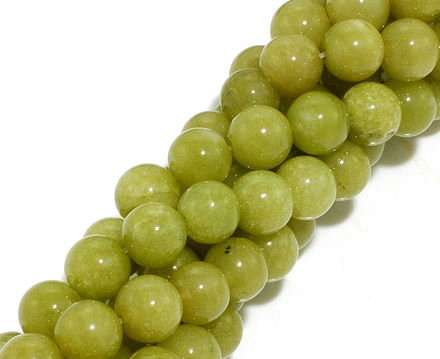 Olive Jade Gemstone Round Loose Beads 15 1/3"