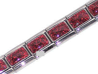 Italian Charms - Starter Bracelet 9mm - RED GLITTER MOOD (CHANGES COLOUR) - 18 Links
