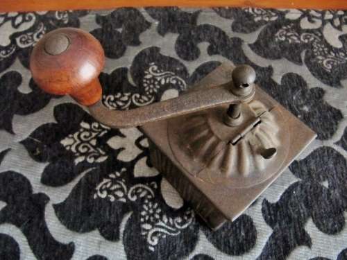 Antique Italian Early 20th Century Tin Coffee Grinder