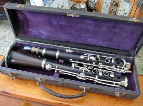 Antique Ebony Wood Clarinet in Case