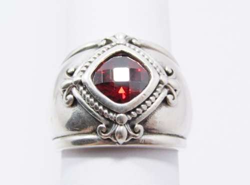 Chunky Red Stone Zirconia Ring in Sterling Silver
