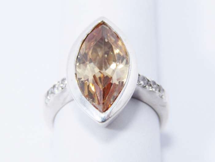 Gorgeous Chunky Marquise Cut Zirconia Ring in Sterling Silver
