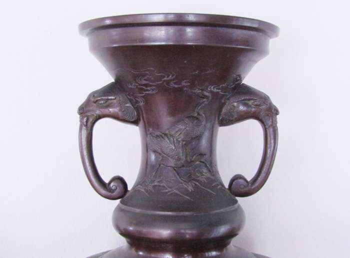 Stunning! Huge Early 20th-Century Meiji Japanese Bronze Vase