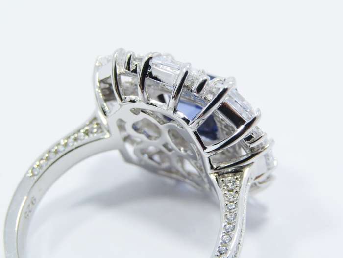 Spectacular Square Blue Zirconia Ring in Sterling Silver