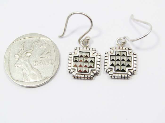 A Gorgeous Pair of Marcasite Dangling Earrings in Sterling Silver