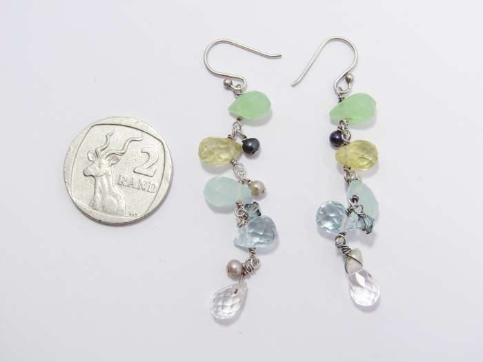 A Gorgeous Pair of Gemstone Dangling Earrings in Sterling Silver