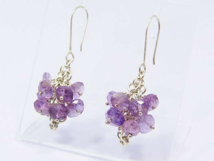 Lovely Dangling Amethyst & Sterling Silver Drop Earrings