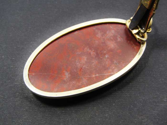 Antique/Vintage Chinese Silver Gilt & Jasper Scarf Clip