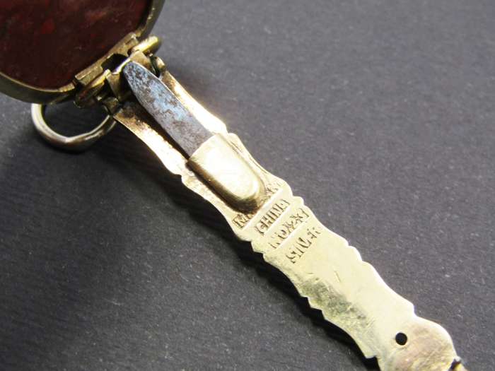 Antique/Vintage Chinese Silver Gilt & Jasper Scarf Clip