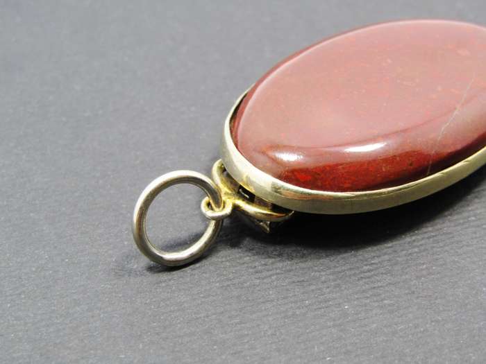 Antique/Vintage Chinese Silver Gilt & Jasper Scarf Clip