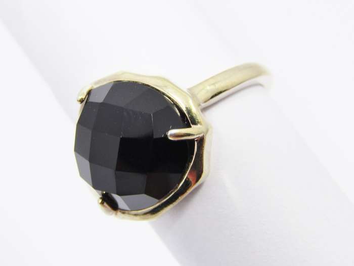 A beautiful Gold Gilt Over Sterling Silver Facetted Onyx Ring