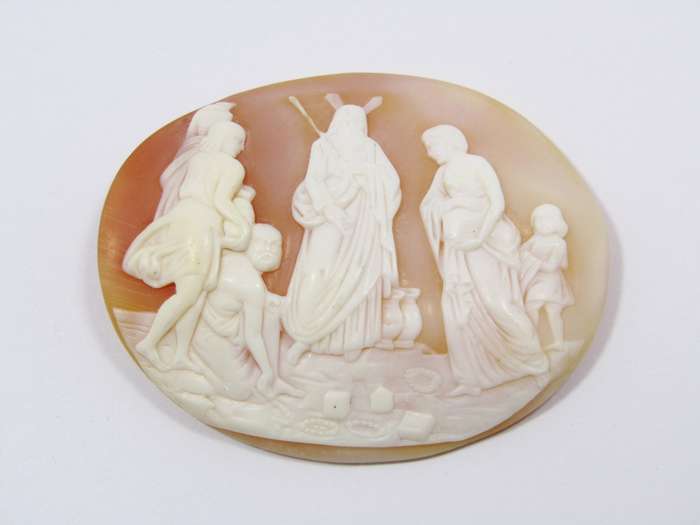 Large Antique Finely Detailed Carved Shell Cameo, Unmounted