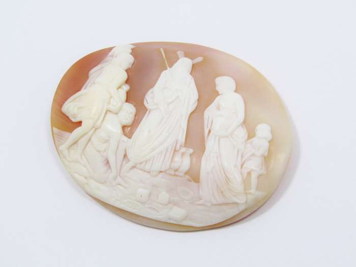 Large Antique Finely Detailed Carved Shell Cameo, Unmounted