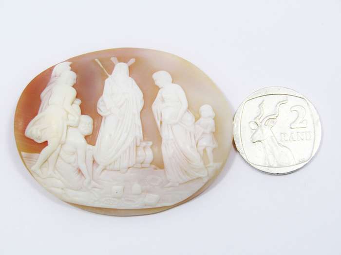 Large Antique Finely Detailed Carved Shell Cameo, Unmounted