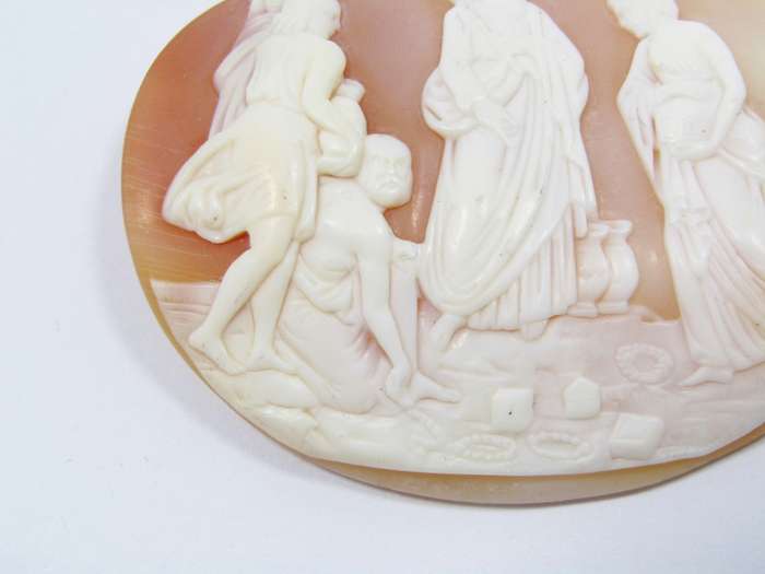 Large Antique Finely Detailed Carved Shell Cameo, Unmounted