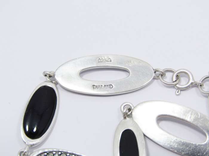 A Stunning Black In lay And Marcasite Bracelet in Sterling Silver