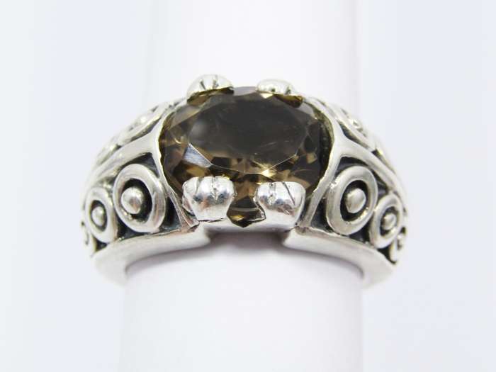 A Lovely Chunky Smoky Quartz Ring in Sterling Silver.