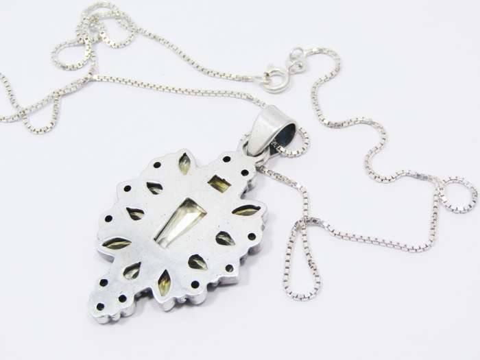 A Stunning Huge Citrine Gemstone Pendant on Chain in Sterling Silver.