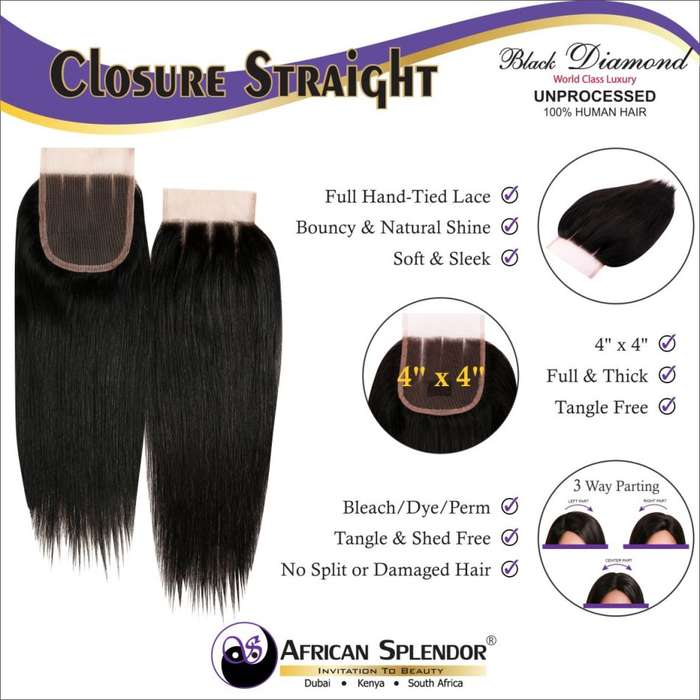 100% UNPROCESSED Virgin Remy Brazilian Human Hair Handmade 4''x4'' Lace Closure