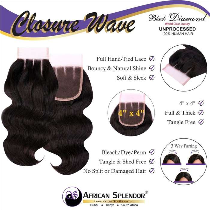 100% UNPROCESSED Virgin Remy Brazilian Human Hair Handmade 4''x4'' Lace Closure