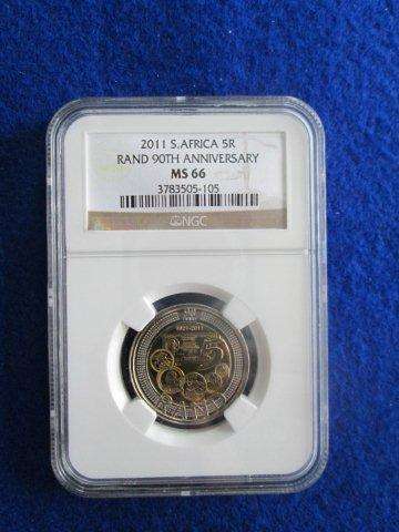 MS66 - 2011 SARB 90TH ANNIVERSARY R5 COIN.  SERIAL # MAY DIFFER.