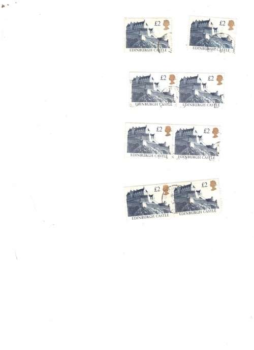GREAT BRITAIN 8 X 2 POUNDS USED STAMPS EDINBURGH CASTLE SEE PICS!!!!