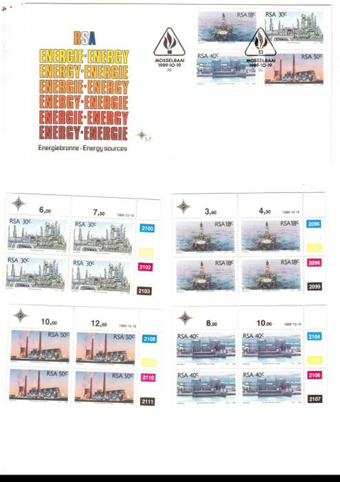 1 X RSA FDC ENERGY 19/10/1989 PLUS 4 X CONTROL BLOCKS OF 4 STAMPS EACH ALL MINT SEE PICS