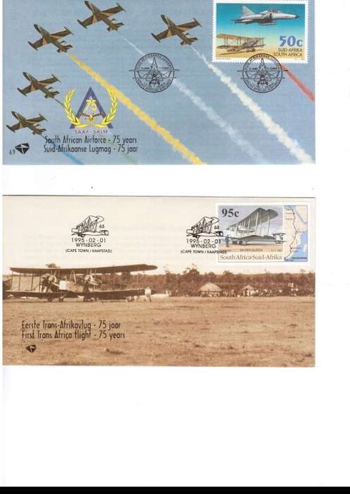2 X RSA FDC`S SA AIRFORCE 1995 PLUS 2 X CONTROL BLOCKS OF 4 MINT STAMPS EACH SEE PICS