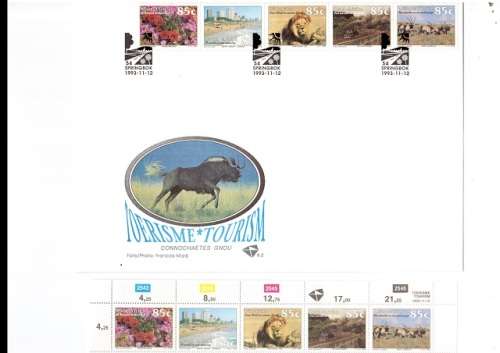 1 X LARGE RSA FDC TOURISM 1993 PLUS 1 X CONTROL BLOCK OF 5 MINT STAMPS SEE PICS
