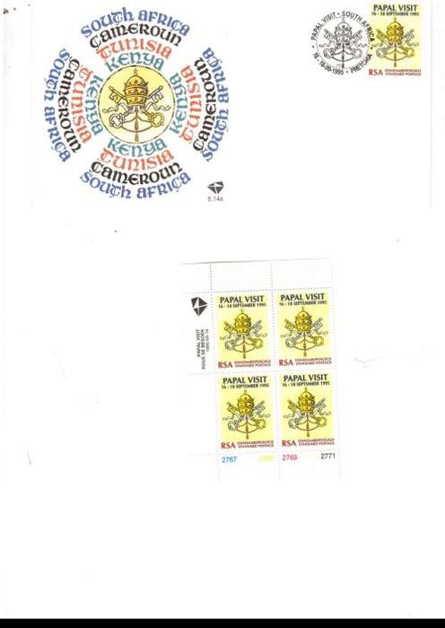 1 X RSA FDC PAPAL VISIT 1995 PLUS 1 X CONTROL BLOCK OF 4 MINT STAMPS SEE PICS