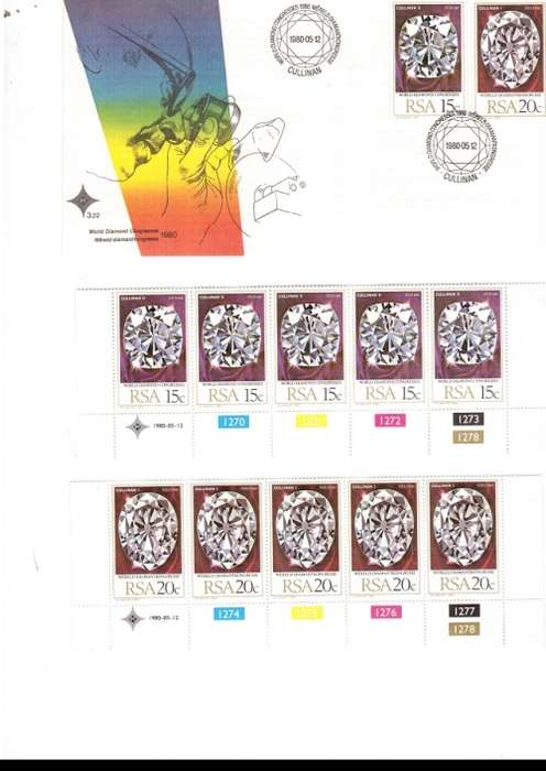 1 X RSA FDC WORLD DIAMOND 1980 PLUS  2 X CONTROL BLOCKS OF 5 MINT STAMPS EACH SEE PICS