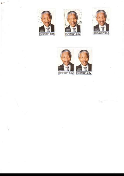 5 X RSA 45 Cent MANDELA STAMPS 2 X MINT PAIR AND 3 X USED1994 SEE PICS