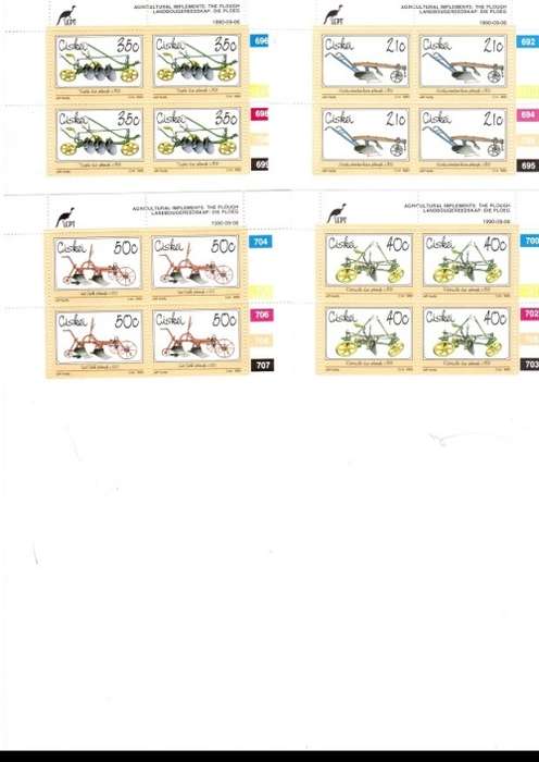 CISCEI 4 X CONTROL BLOCKS WITH 4 MINT STAMPS EACH 6/9/1990 SEE PICS