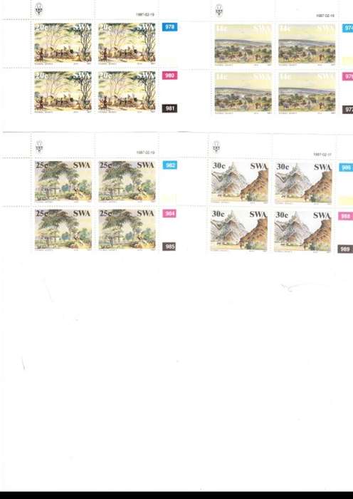 SOUTH WEST AFRICA 28 X CONTROL BLOCKS OF 4 MINT STAMPS EACH SEE PICS
