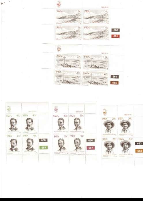 SOUTH WEST AFRICA 28 X CONTROL BLOCKS OF 4 MINT STAMPS EACH SEE PICS