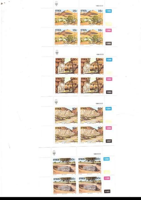 SOUTH WEST AFRICA  15 X CONTROL BLOCKS OF 4 MINT STAMPS EACH SEE PICS
