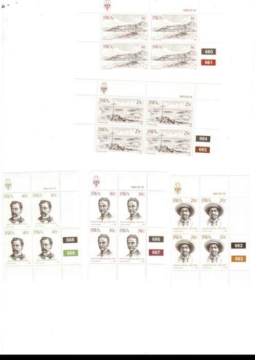 SOUTH WEST AFRICA  15 X CONTROL BLOCKS OF 4 MINT STAMPS EACH SEE PICS
