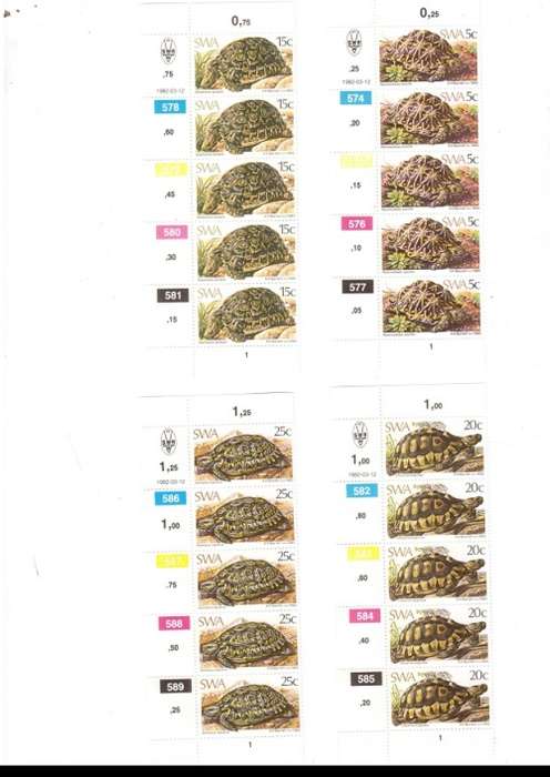 SOUTH WEST AFRICA 10 X CONTROL BLOCKS OF 5 MINT STAMPS EACH SEE PICS