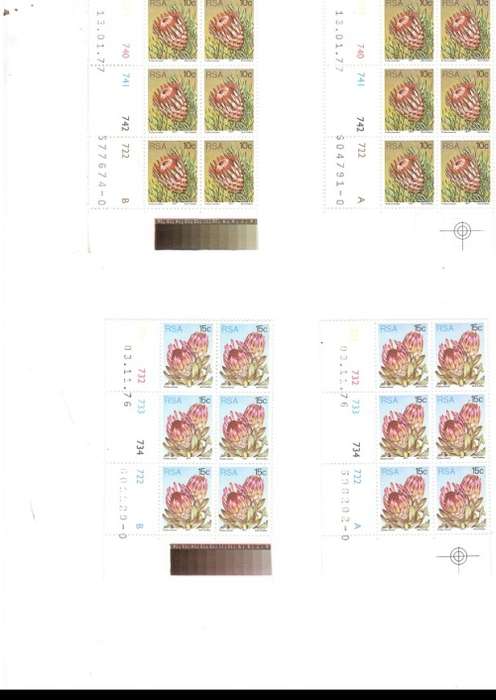 REPUBLIC OF SOUTH AFRICA PROTEAS 31 X CONTROL BLOCKS OF 6 MINT STAMPS EACH 1 CENT TO R2  SEE PICS