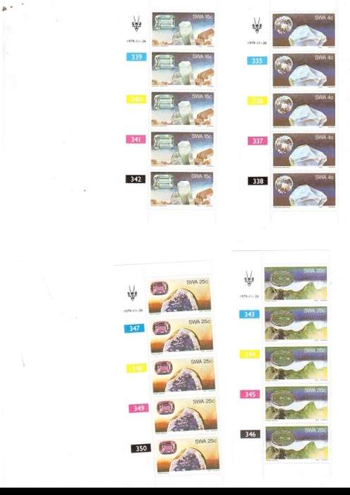 SOUTH WEST  AFRICA  29 X CONTROL BLOCKS OF 5 MINT STAMPS EACH SEE PICS