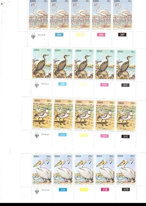 SOUTH WEST  AFRICA  29 X CONTROL BLOCKS OF 5 MINT STAMPS EACH SEE PICS