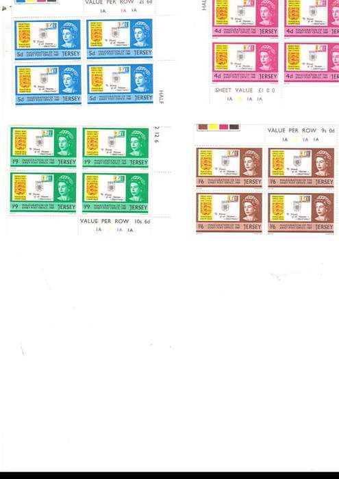 JERSEY INAUGURATION OF THE JERSEY POST OFFICE 1969 4 X MINT CONTROL BLOCKS SEE PICS