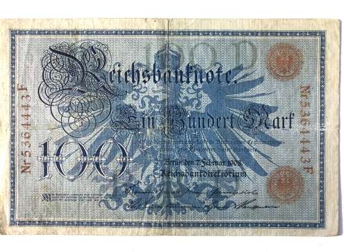 1908 100 Reichs Bank Note Germany