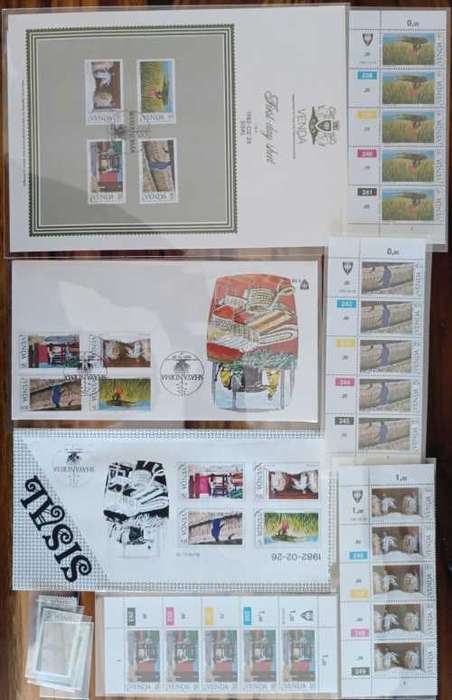 VENDA SACC 55 - 58 - UM SET OF SINGLES , FDC 1.10, COLLECTORS SHEET 1.10.5, BULLETIN 10 AND CONTROLS