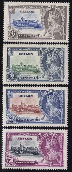 CEYLON - 1935 KGV SILVER JUBILEE, SET OF 4 SINGLES - FINE LIGHTLY M/M!!!!!