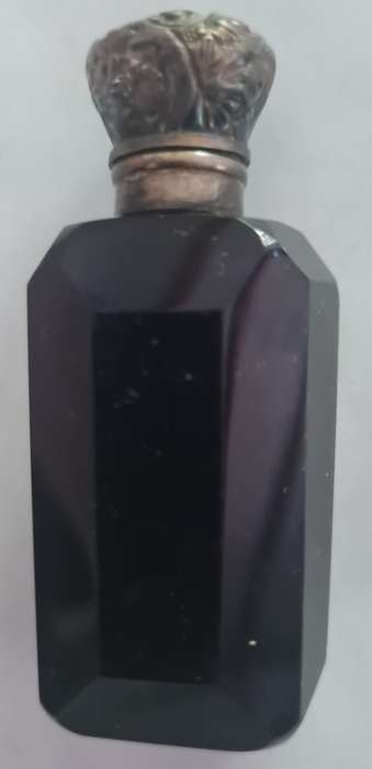 Victorian cut glass flip top perfume bottle