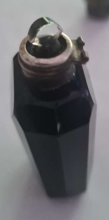 Victorian cut glass flip top perfume bottle